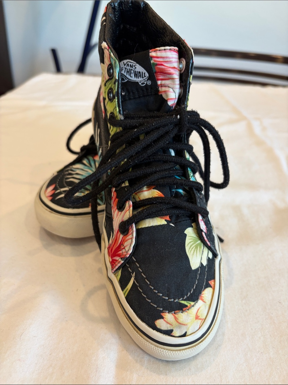 Vans Black Floral High-Top Sneakers with Multicolor Blooms